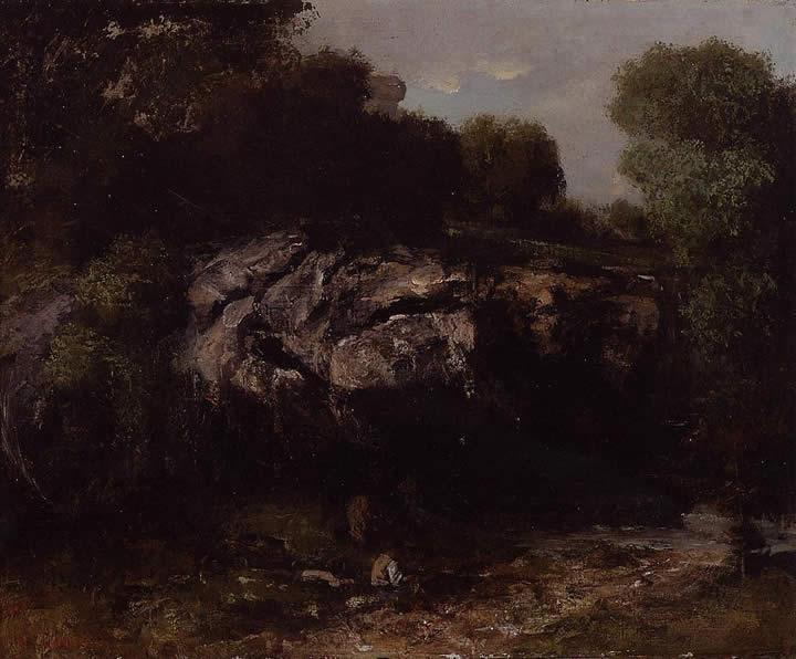 Gustave Courbet Rocky Landscape with Figure